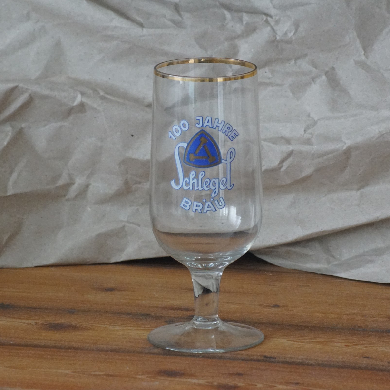 Bierglas der Brauerei Schlegel zum 100 jährigen Bestehen (vor 1970)